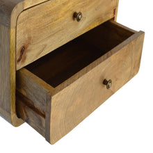 Load image into Gallery viewer, 2 Drawer Curved Wall Mounted Oak-ish Bedside Table
