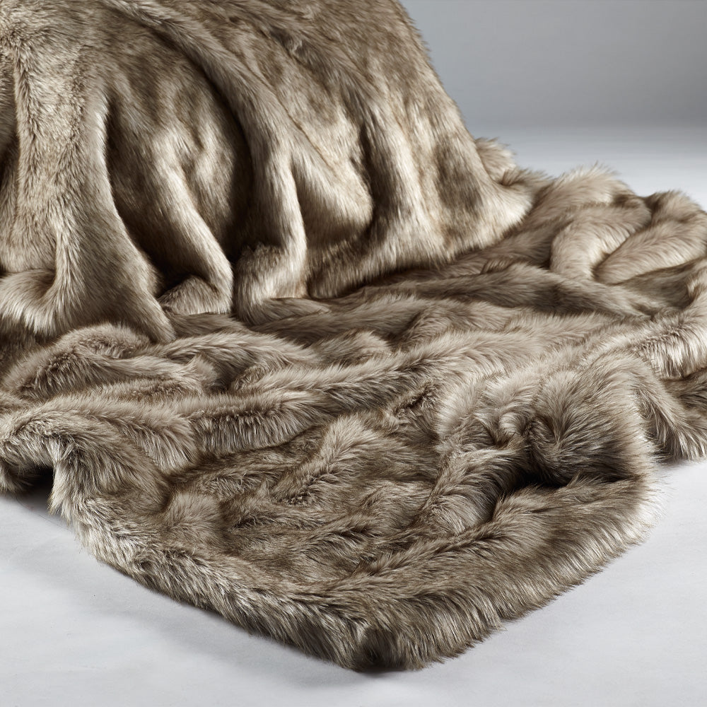 Katrina Hampton Luxury Siberian Wolf Faux Fur Throw