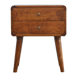 Curved Chestnut Bedside Table