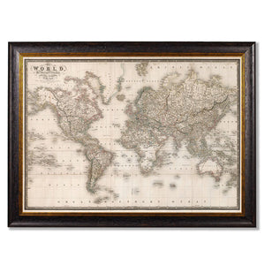 c.1838 Map of The World Framed Print